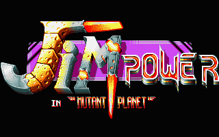 Jim Power In Mutant Planet title screen for Atari ST